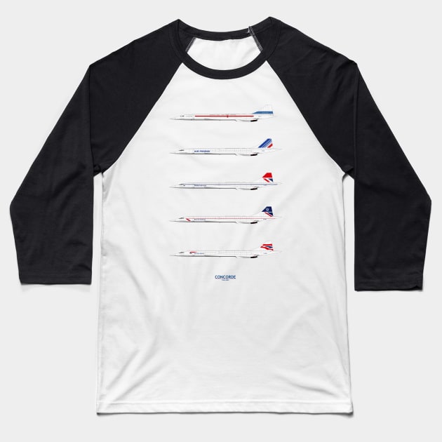 Concorde 1969 To 2003 Baseball T-Shirt by SteveHClark